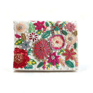 Floral Bloom Off-White Clutch